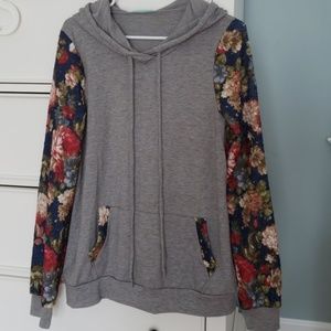 Slouchy floral sleeve hoodie